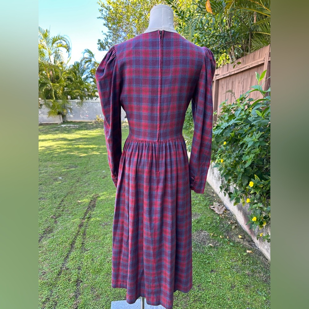 Vintage Laura Ashley Check Plaid Wool Blend Dress - Picture 4 of 13